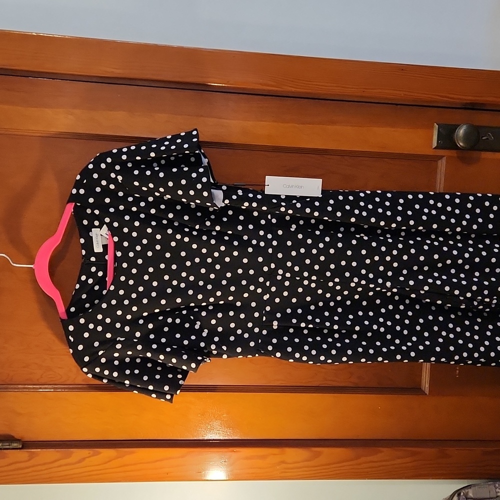 Calvin Klein Black and White Polka Dot Jumpsuit
